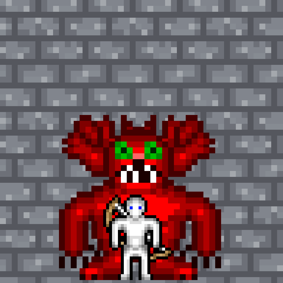 The Muglump catches the knight in a stone dungeon